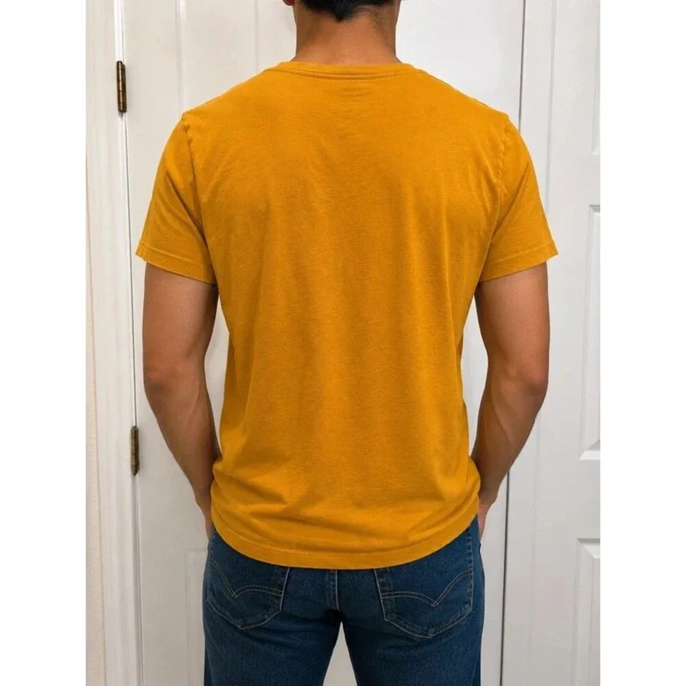 Levi's Men's XL Mustard Yellow Batwing Logo Graphic T-Shirt Short Sleeve Cotton